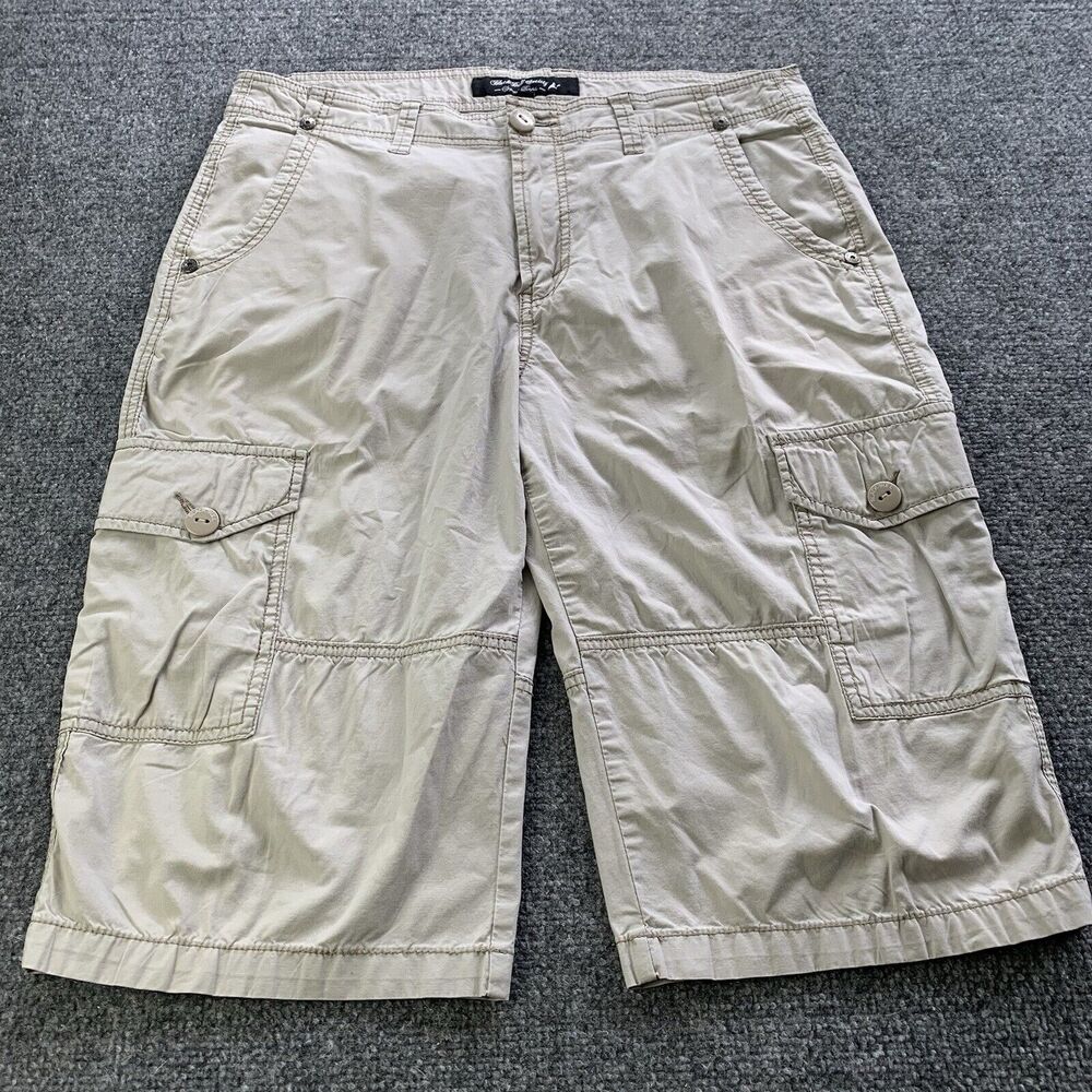 Black Bull Cargo Shorts Mens 36 Baggy Fit Y2K Beige Hiking Outdoor 15” Inseam